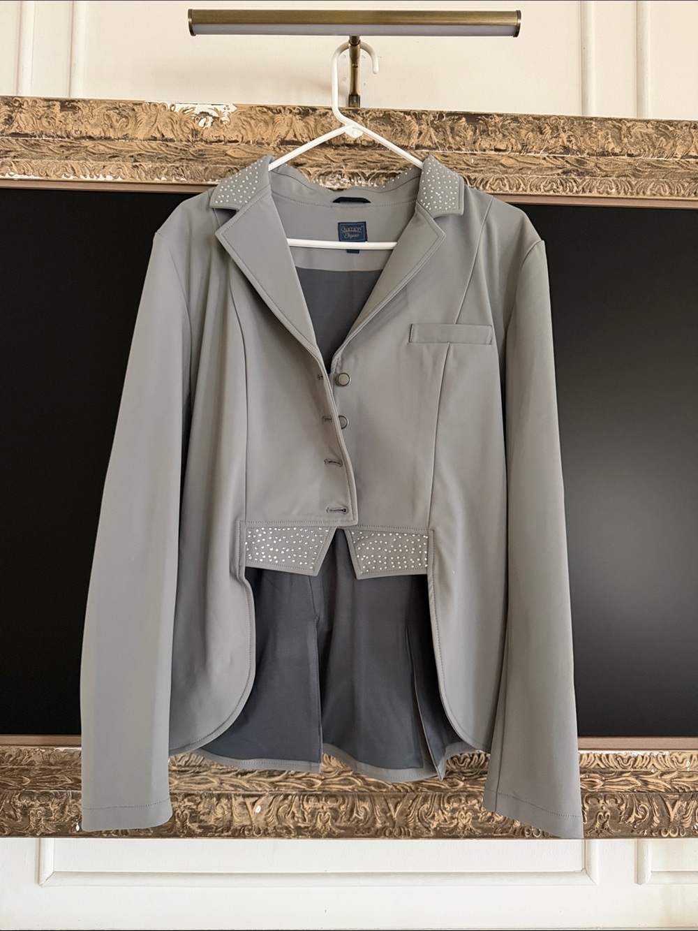 Grey Embellished-Collar Dressage Show Coat - Ovation Elegance